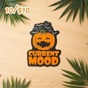 Halloween Pumpkin Sticker – Jack O’Lantern Current Mood with Bats